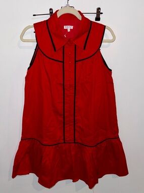 TCEC Women’s Red Sleeveless Dress with Black Piping